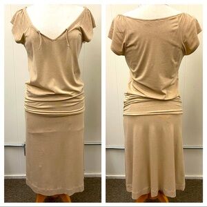 Et Tous Paris gold jersey knit midi dress